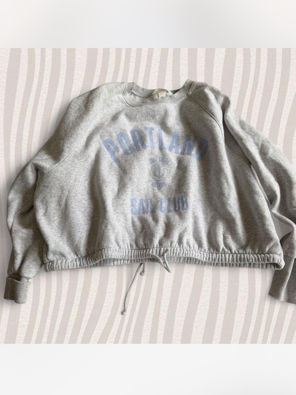 H&M Gray Crewneck Sweatshirt with Light Blue Print